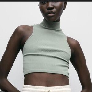 Zara red crop high neck top M